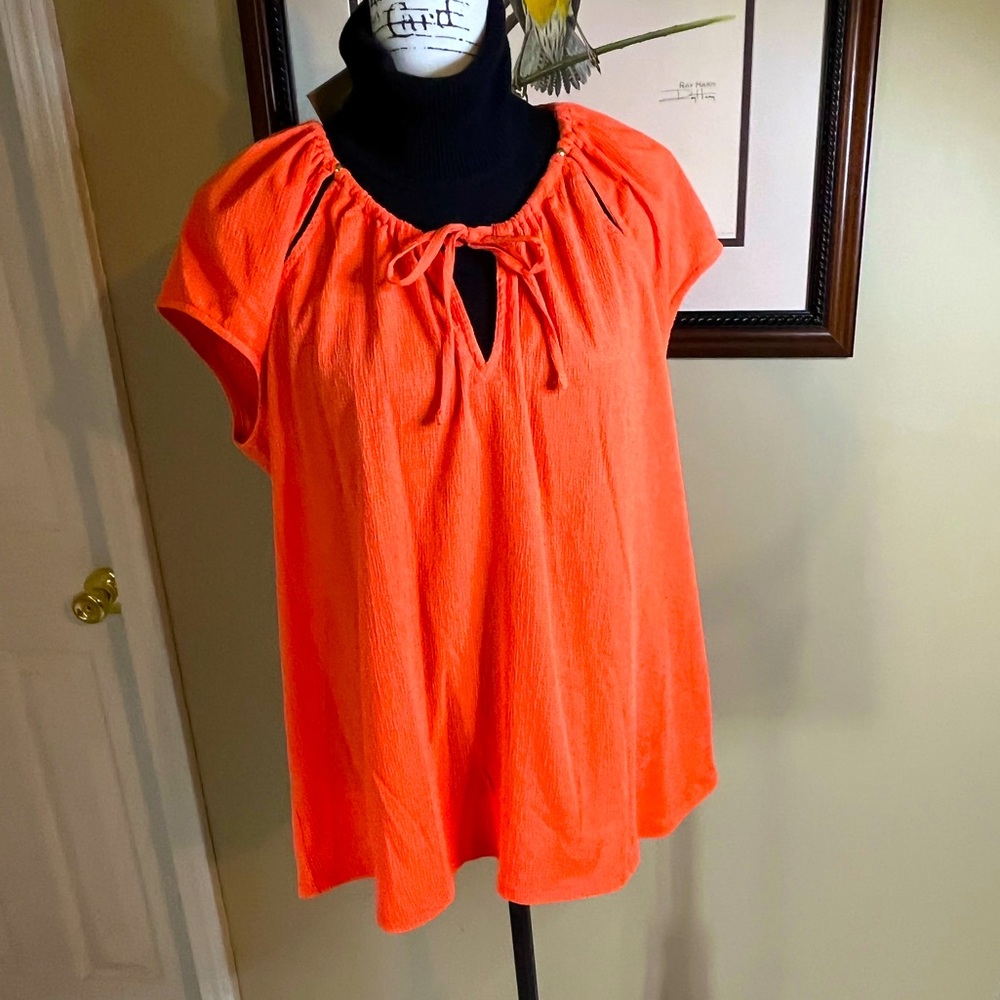 New with tags Michael Kors XL Mandarin Orange Blouse Short Sleeve Top NWT